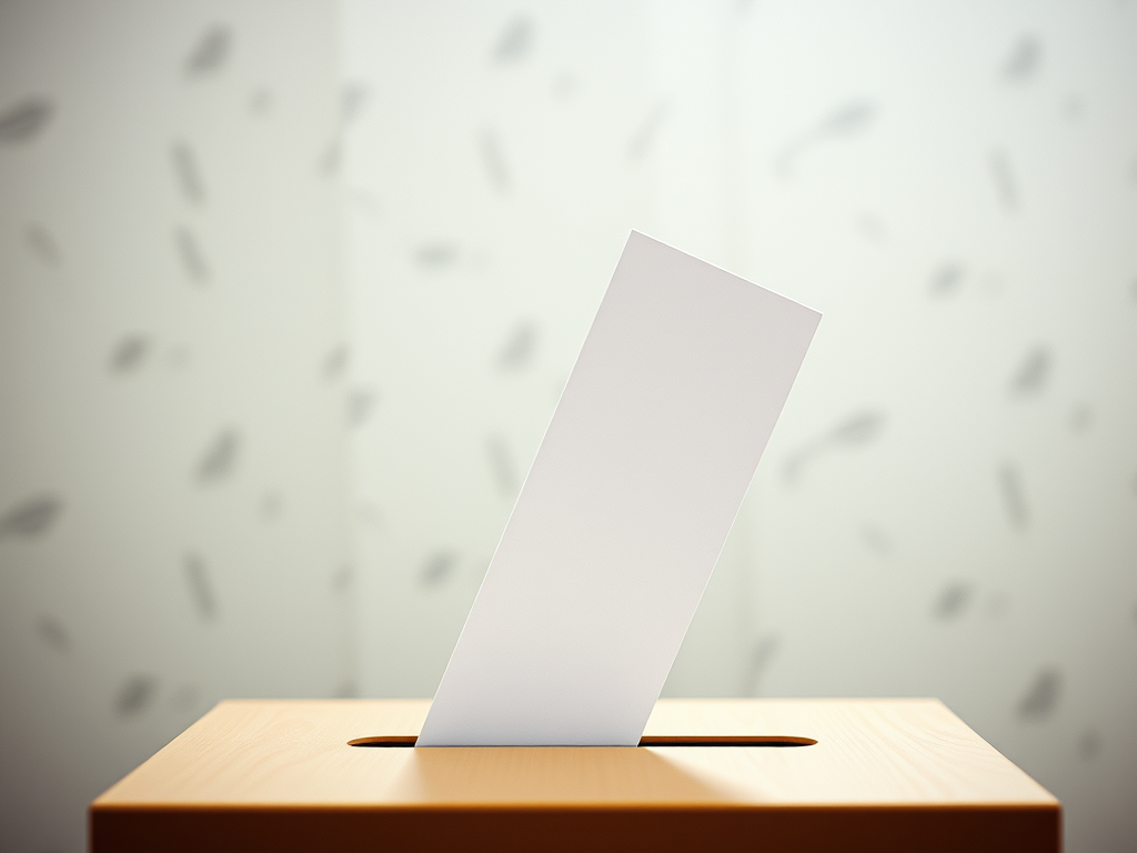 A ballot box with a blank ballot.